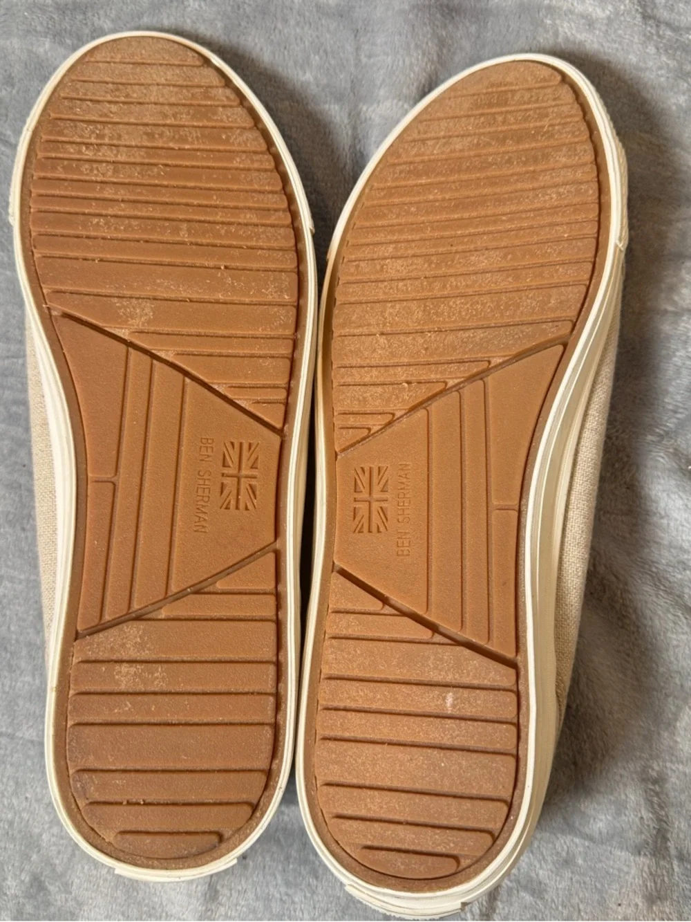 Ben Sherman Beige Canvas Sneakers Low Top Casual Shoes Mens